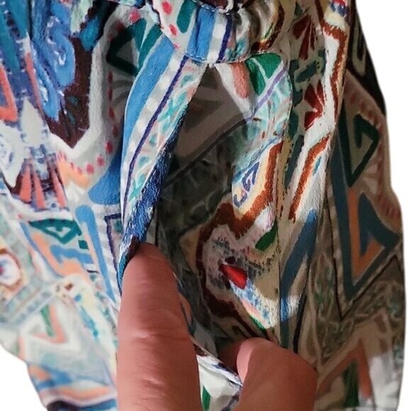 ALBERTO MAKALI Sleeveless Boho Print Mini Dress With Drawstring Waist - Picture 8 of 9